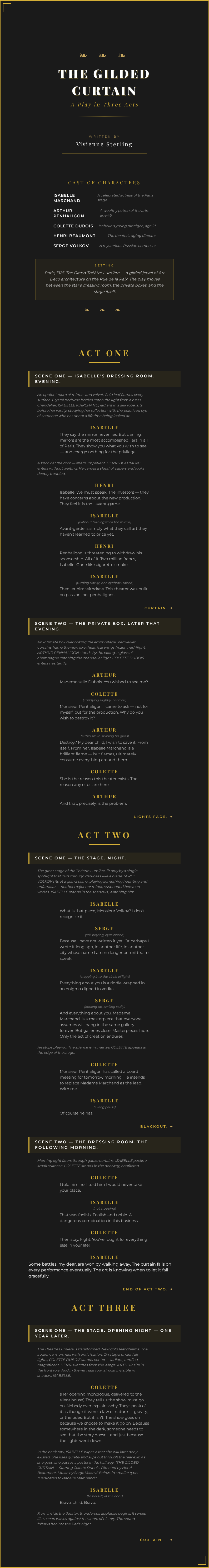 Art deco vintage theater script